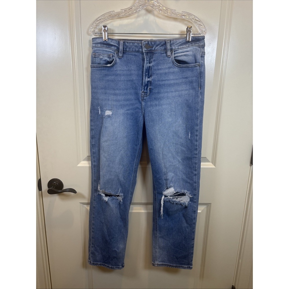 Hidden Jeans Straight Leg Women Size 31 Light Blue Distressed High Rise Cotton